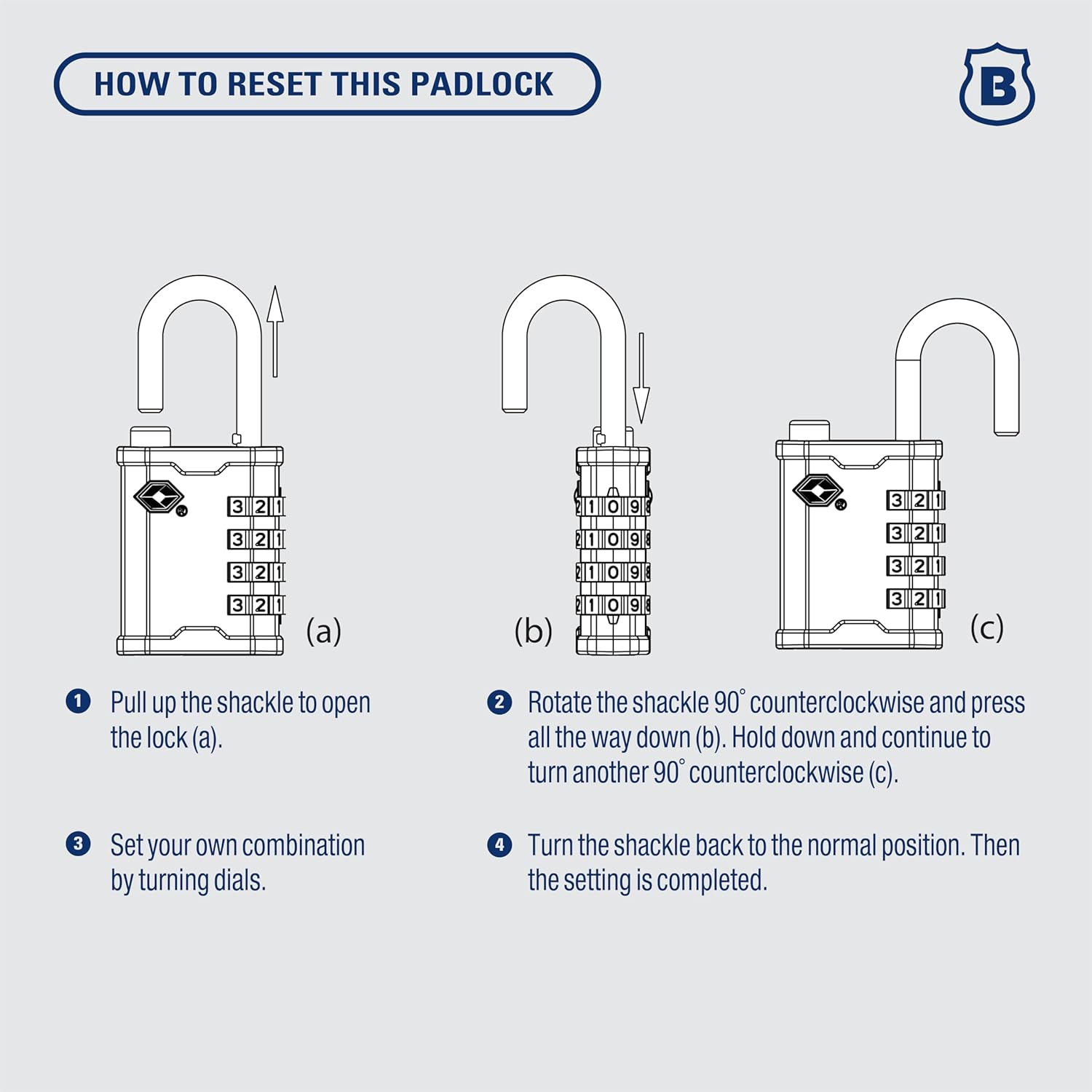 BRINKS TSA Approved Gun Case Lock, Luggage Travel Lock – 4 Dial Resettable Combination Padlock for Equipment Cases, Camera Bags, and More – 2 Pack
