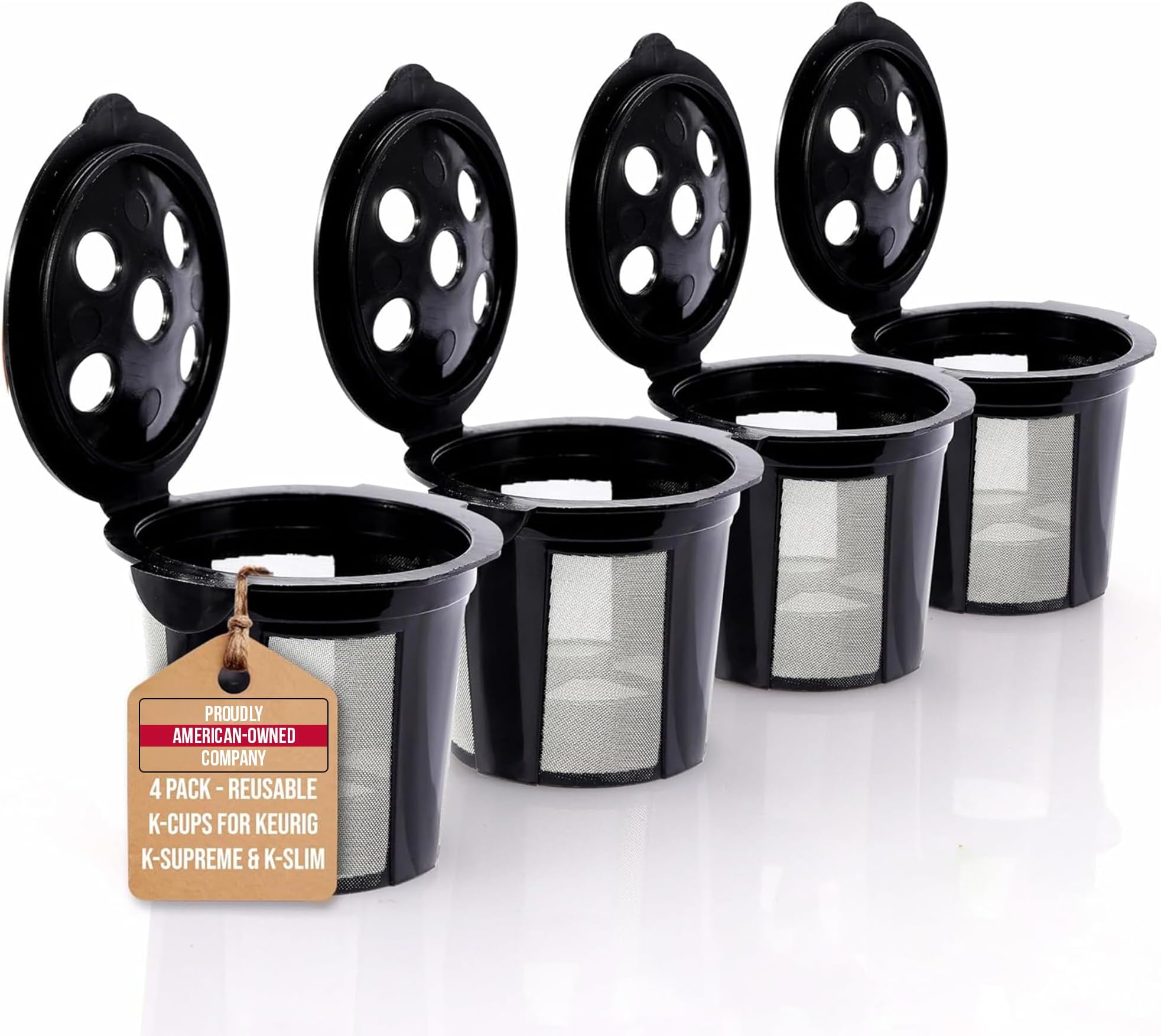 Reusable K Cups for Keurig Supreme, K Supreme Plus, K Slim, K-Brew Chill, K Duo Hot and Iced Gen 2 by PureHQ - Refillable Kcup for Keurig Coffee Maker - MultiStream Coffee Pods Filter - 4 Pack