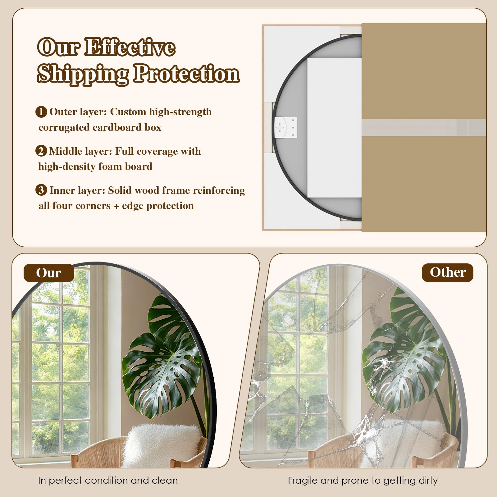 80 cm Miroir Rond, Miroir Rond Mural, Cadre en Alliage d'Aluminium, Verre Trémpe, Miroir Noir, pour Salle de Bain, Chambre, Salon, Couloir