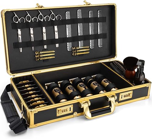 Miniatura 25 de Noverlife Estuche de transporte grande para peluquero con bloqueo de código, caja de herramientas de peluquería de 16 x 11 x 6 pulgadas, estuche