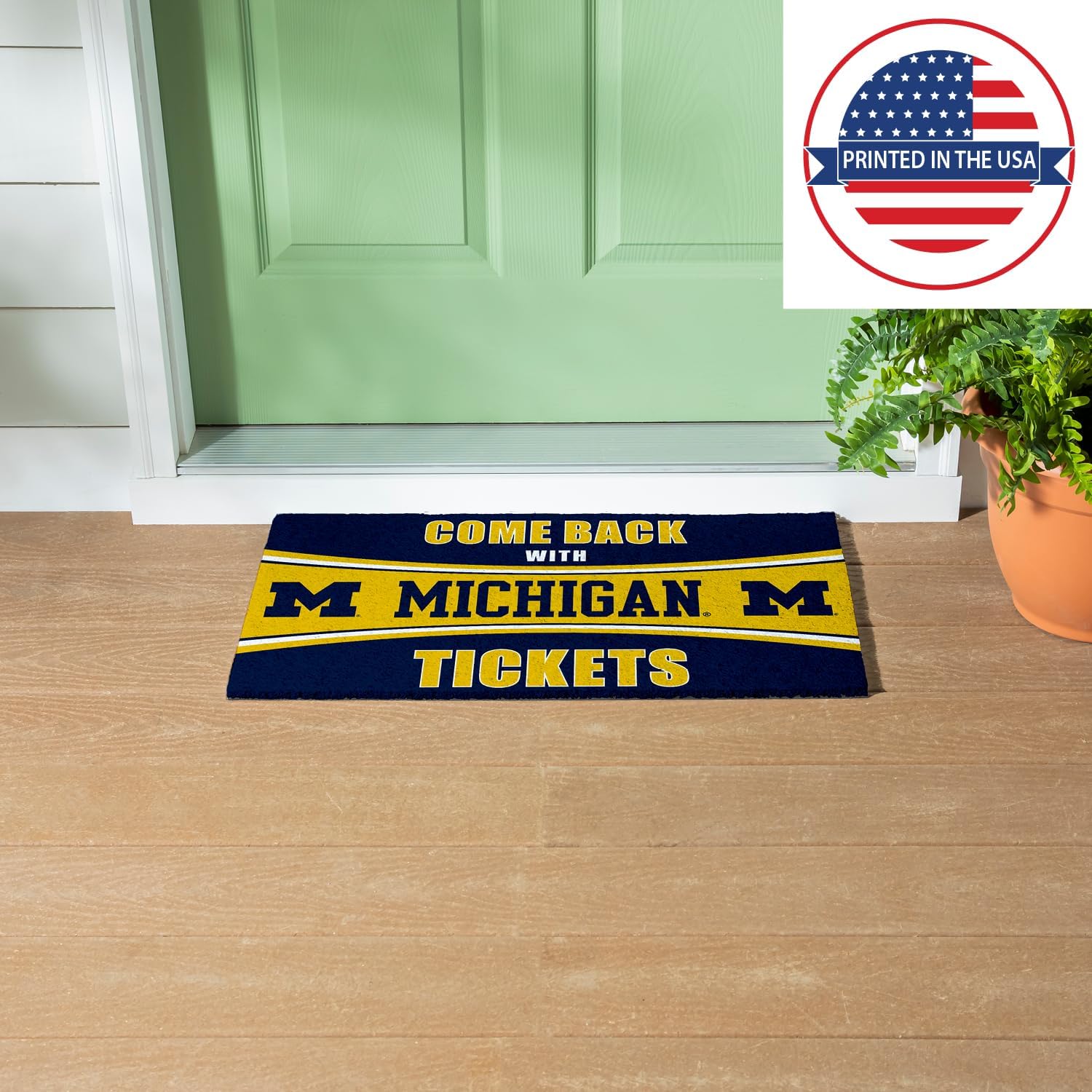 Team Sports America University of Michigan | Indoor and Outdoor Entryway | 28 x 16 Inches | Non Slip Back | Welcome Floor Mats | Muddy Dog Paws | Front Door Entrance Home Décor