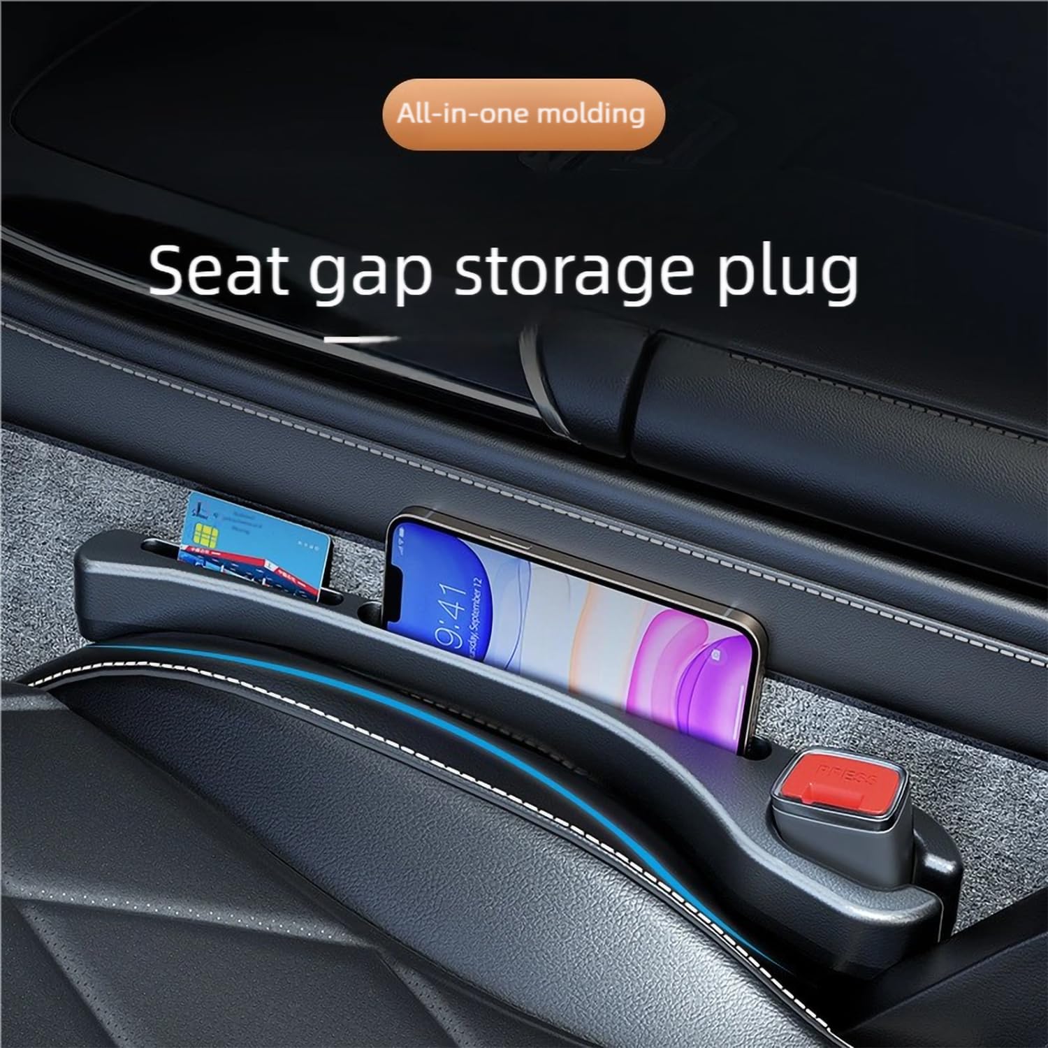 Autositz Lückenfüller, 2025 Neu Aufbewahrungsbox Für Autositze, 1 Paar Universal Car Seat Gap Filler Autositz Gap Organizer Storage Box Sitzlückenfüller Stopfen Für PKW SUV LKW (Rot, 1PC