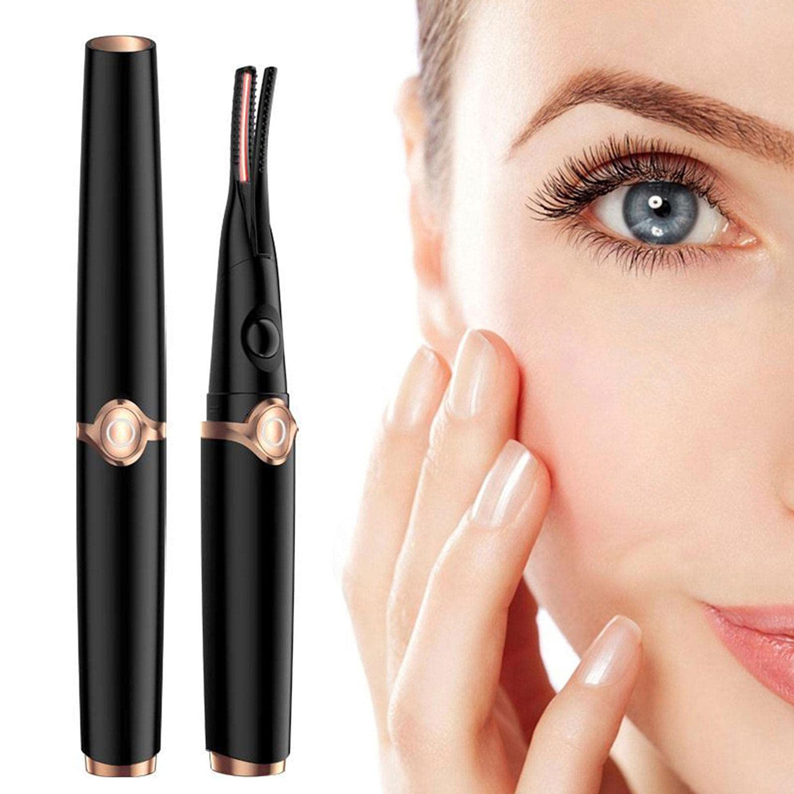 Yeeda Pinzas de pestañas eléctricas, 2 en 1 Pinzas calentadas, Moldeador de pestañas eléctrico, Portátil Natural Herramienta de Maquillaje de Pestañas Para Rizos Rápidos, Belleza de Ojos