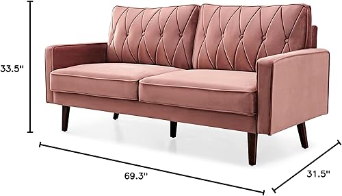 Miniatura 3 de Container Furniture Direct S5739N - Sofá de terciopelo copetudo de estilo moderno para sala de estar con tapicería de tela suave y marco de madera