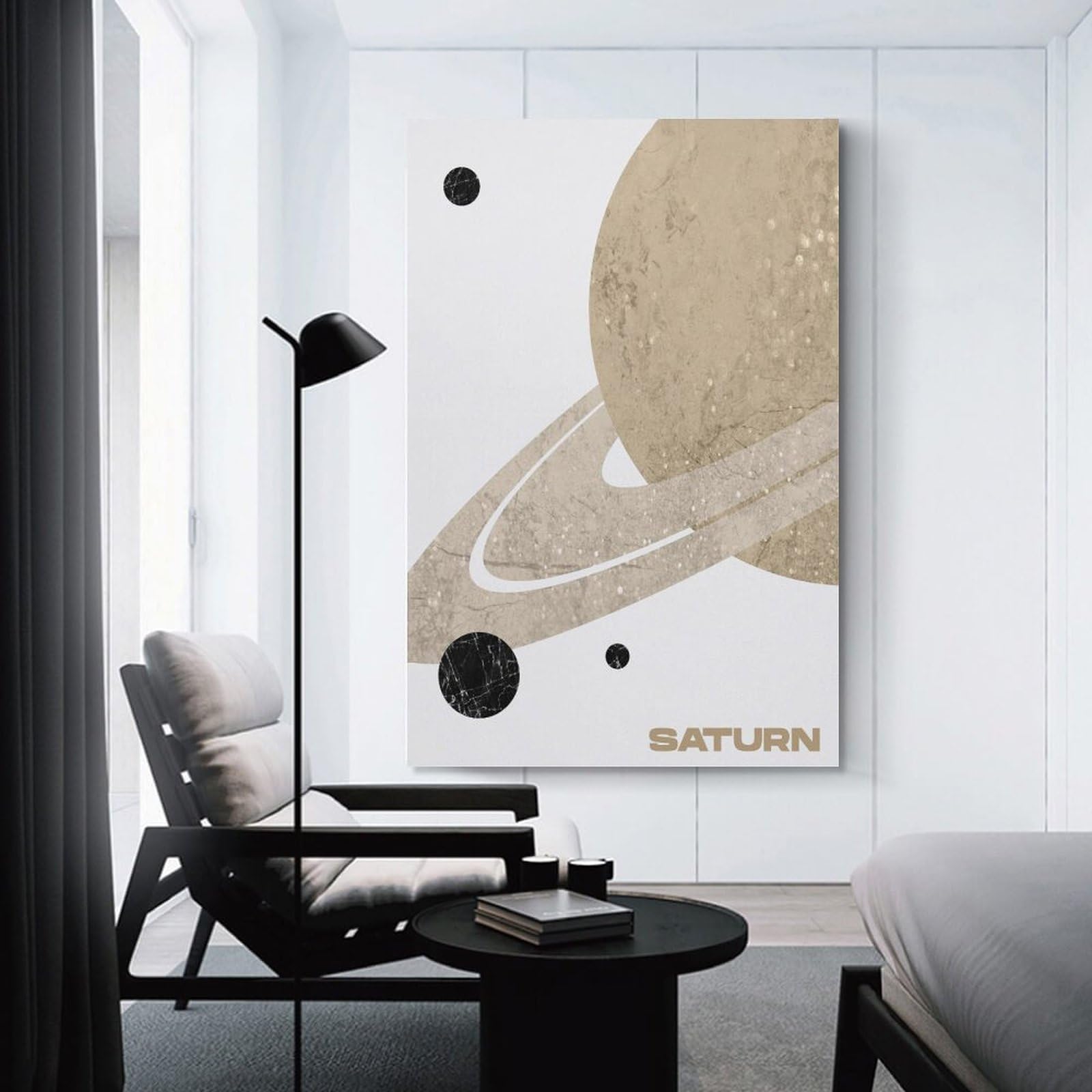 Poster di Saturno con texture in marmo, serie di poster con pianeti, decorazione da parete per gli amanti dello spazio, idee regalo astronomiche, tema spaziale