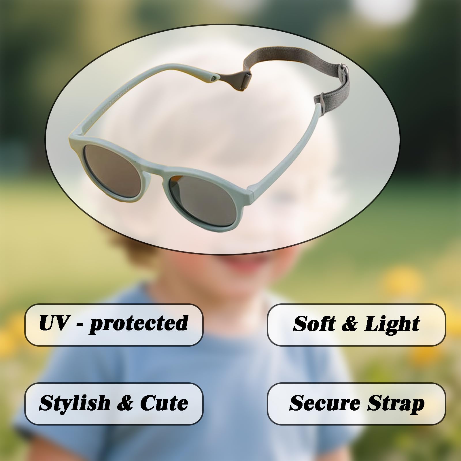 Lunettes de soleil pour bébé de 1 an, enfant fille à partir de 0-3, 6-12, 12-24, 9-36 mois, lunettes de soleil pour bébé, plage, extérieur, confortables, transparentes, protection UV