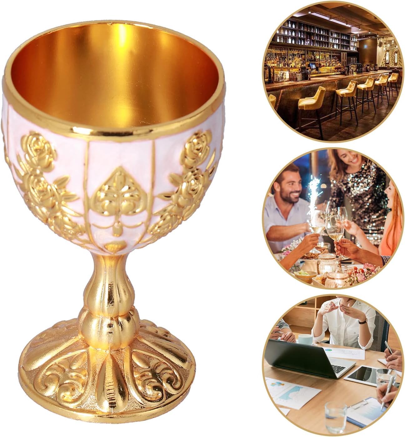 Calice Vintage En Métal Doré - Gobelet à Vin Style Médiéval Pour Déco Ou Cadeau (30ml)