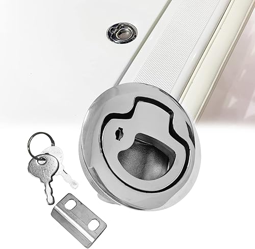 Miniatura 6 de Barco de acero inoxidable de 2 pulgadas redondo de acero inoxidable con cierre de leva, escotilla para puerta de cabina y cabina de caravana marina