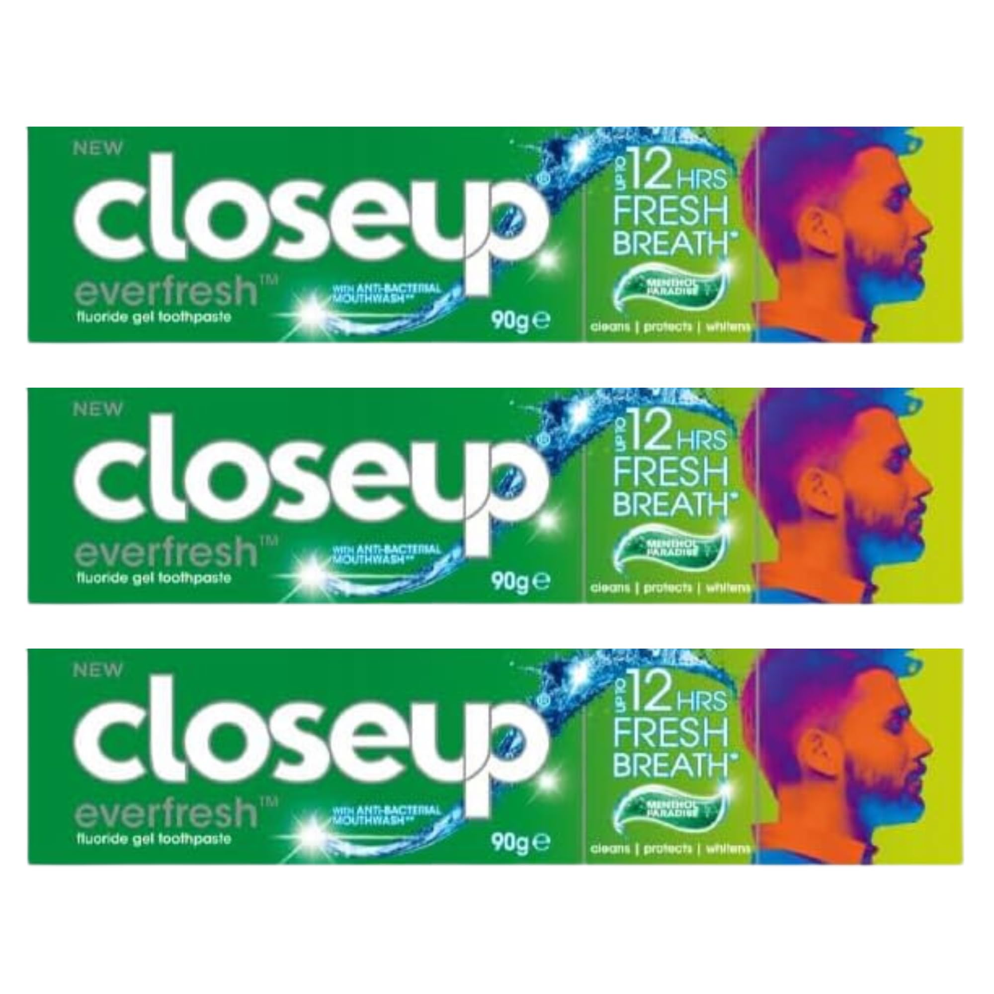 Closeup Gel Toothpaste Menthol Paradise - 90g: Experience Long-Lasting Freshness and Cooling Sensation with Every Brush for a Confident, Radiant Smile-Pack of 3