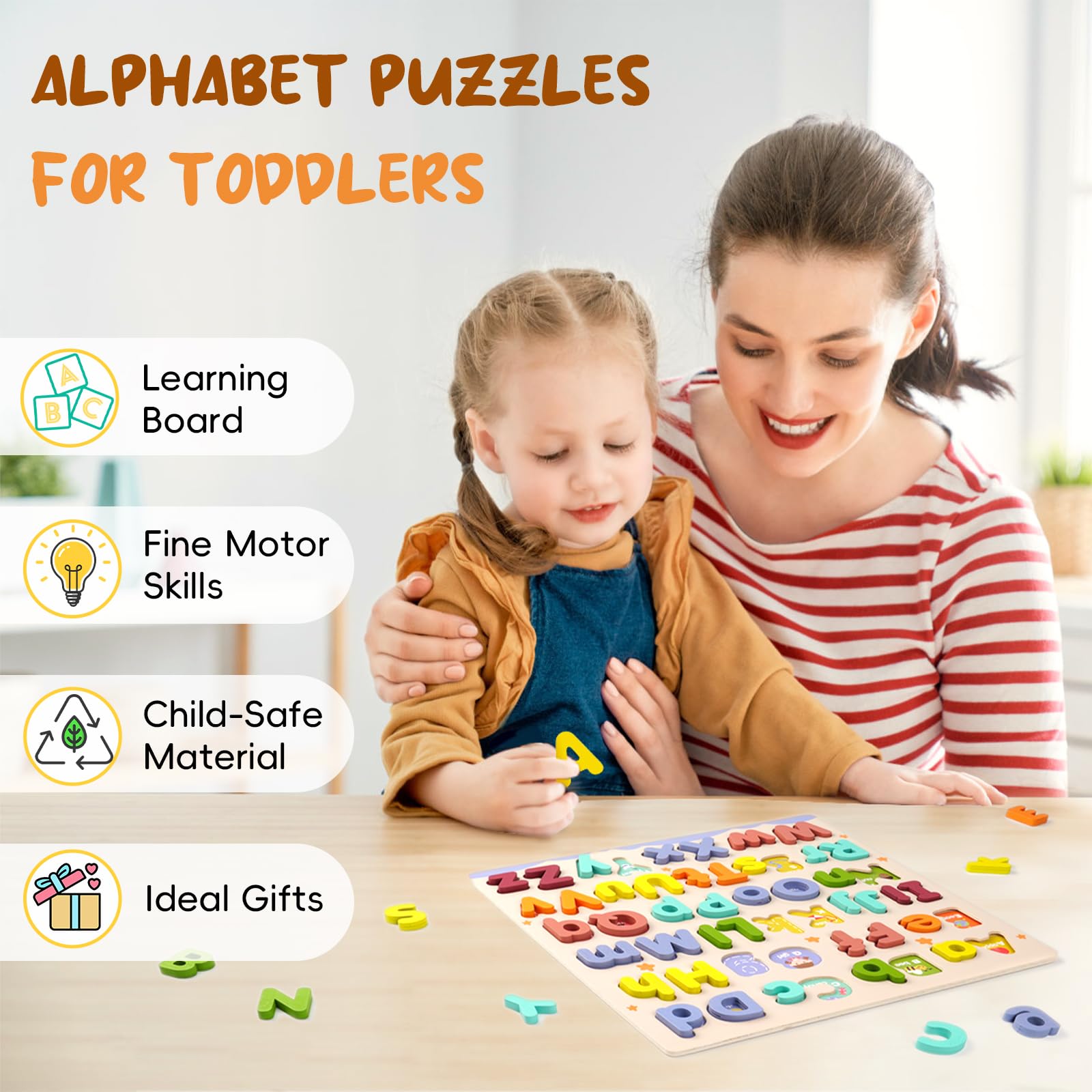 Snapklik.com : Alphabet Puzzles For Toddlers, ABC Puzzle Toys Wooden ...