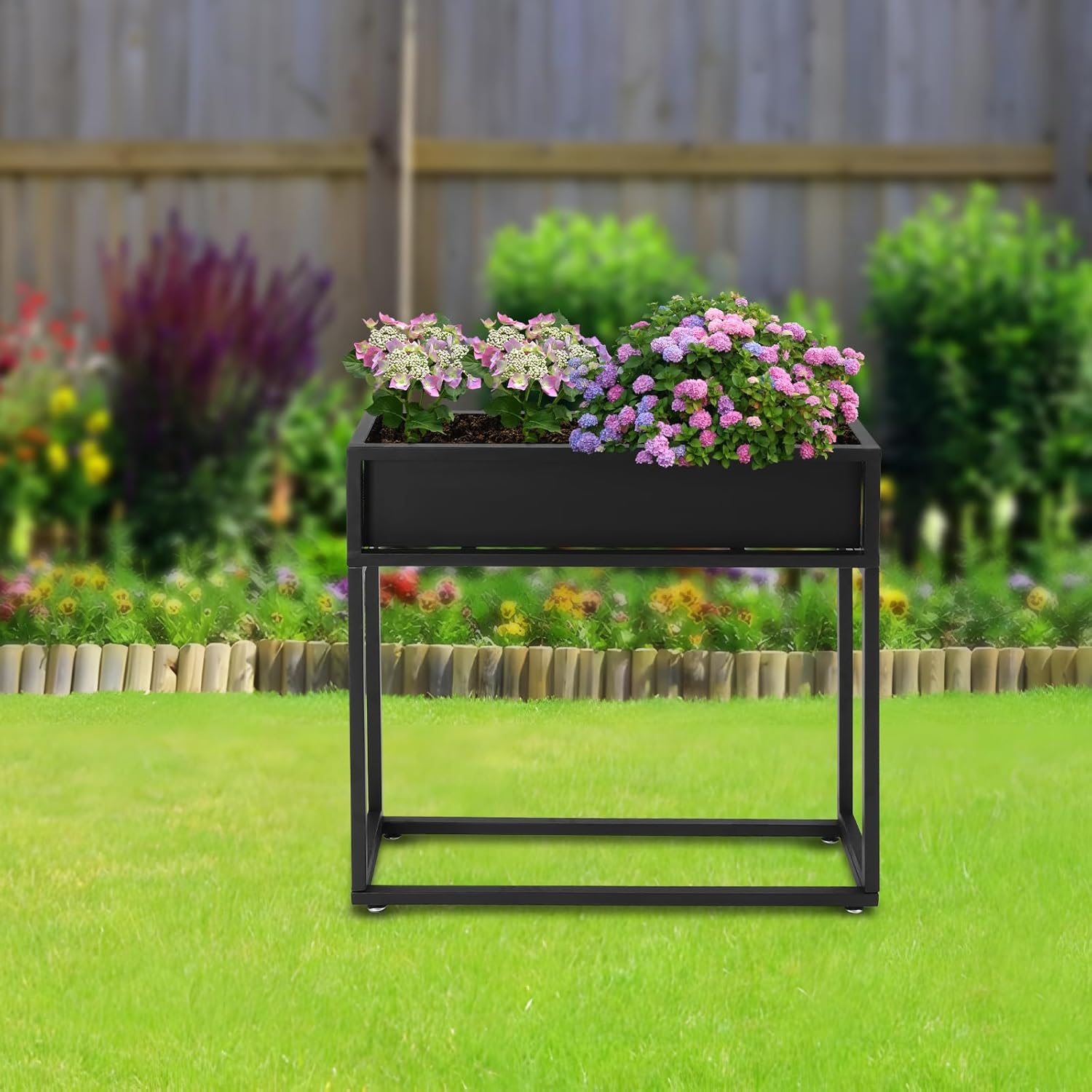 Elevated Planter Box Outdoor Raised Garden Bed with Legs Metal FreestandingTall Rectangular Planter for Balcony, Greenhouse, Backyard, Gardening Black (28 * 8 * 28in)
