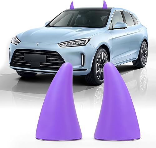 Miniatura 10 de YGMONER Calcomanías 3D de cuerno de diablo para decoración de techo de automóvil, fácil de encontrar en el estacionamiento, protector anticolisión