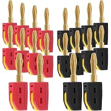 UMLIFE 20PCS 4mm Banana Plug High Current Quick Connect 32A Gold-Plated Banana Connector for Speaker Wire, Wall Plate, Home Theater, Audio/Video Receiver and Sound Systems10PCS Red with10PCS Black