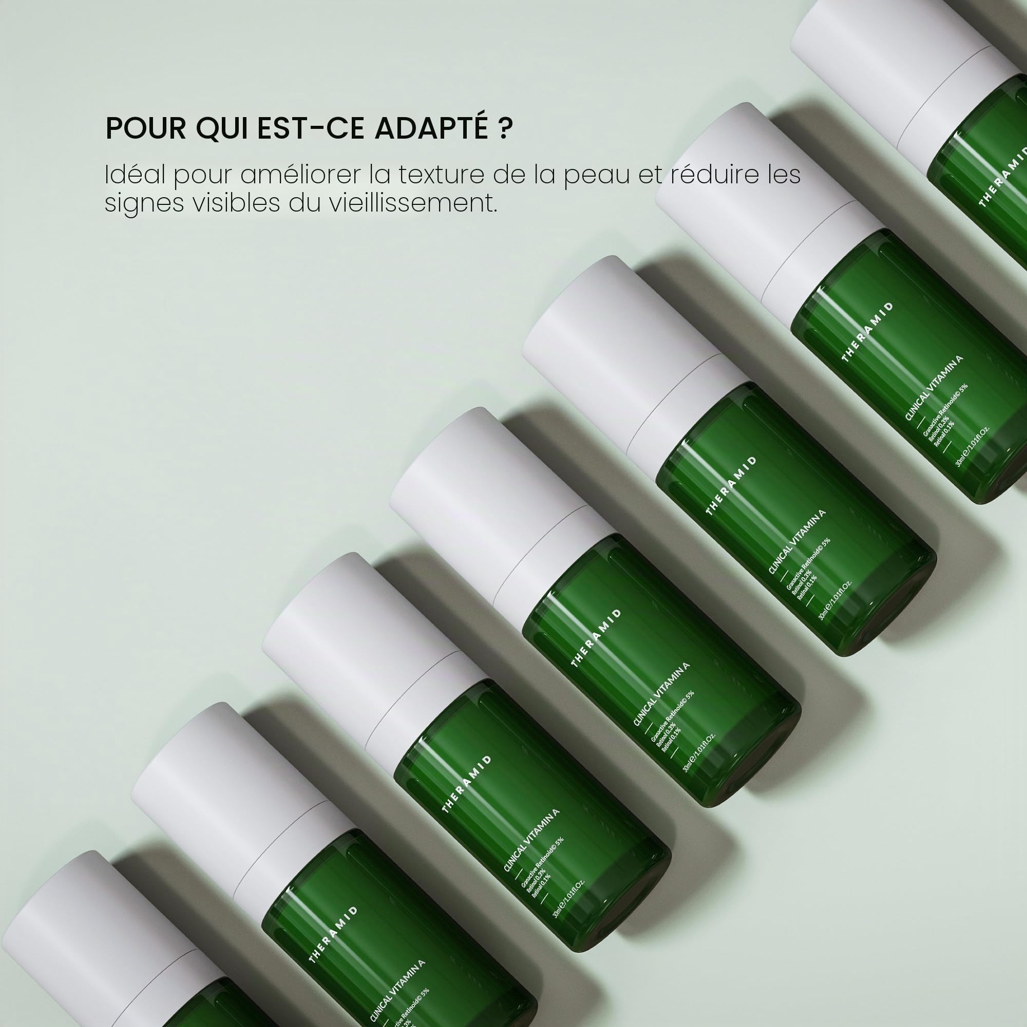 Theramid Clinical Vitamin A 30 ml – Soin anti-âge avancé, 5% de rétinoïde granactif, 0.3% de rétinol, 0.1% de rétinal encapsulé, réduit les rides, stimule la production de collagène