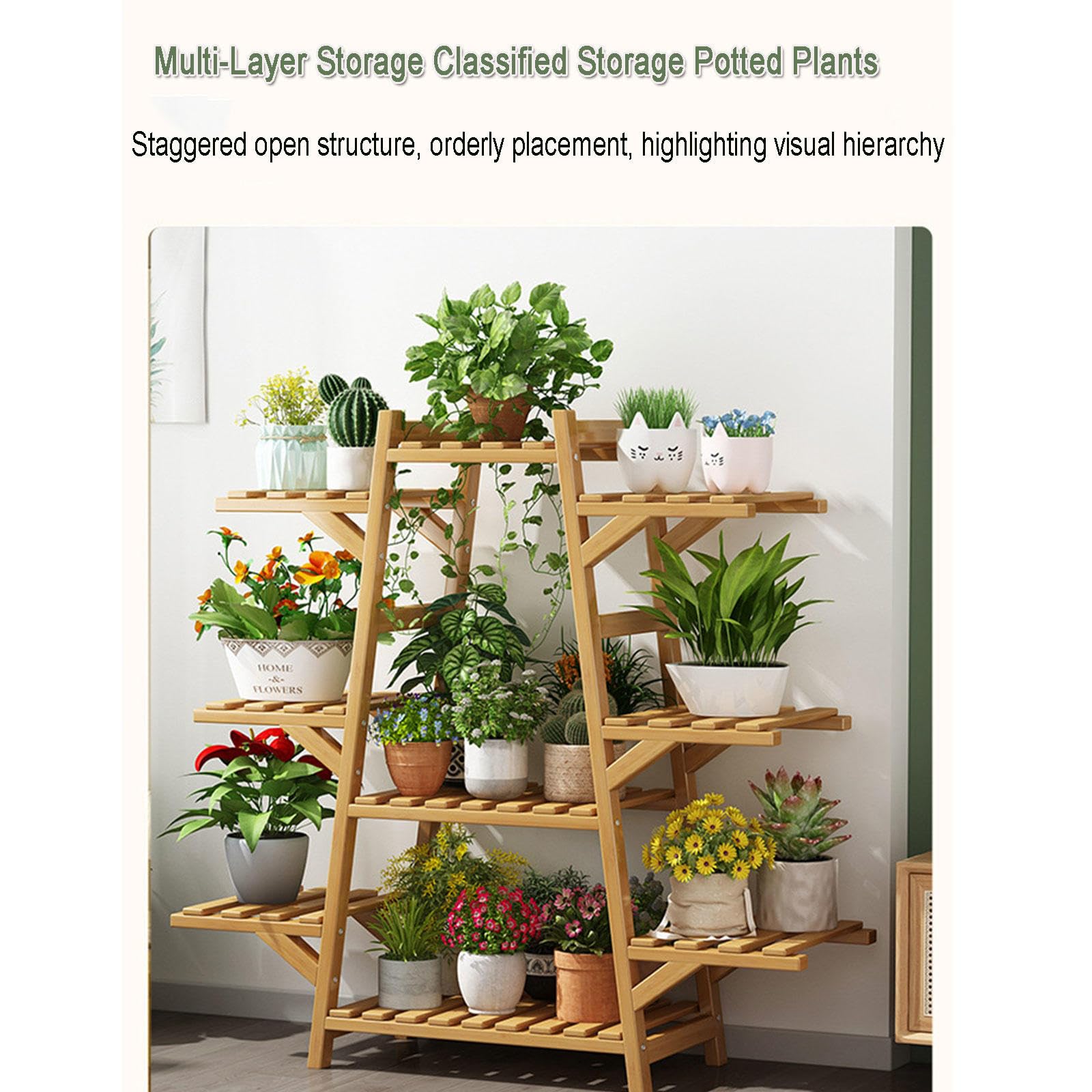 竹鉢植えホルダーラック、植木鉢スタンド頑丈な植物棚