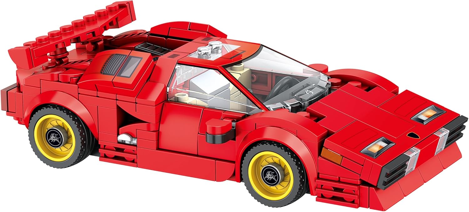 Lambo Countach Racing Car Building Block Set (355 Pieces). Racing Car Building Blocks for Kids and Adults