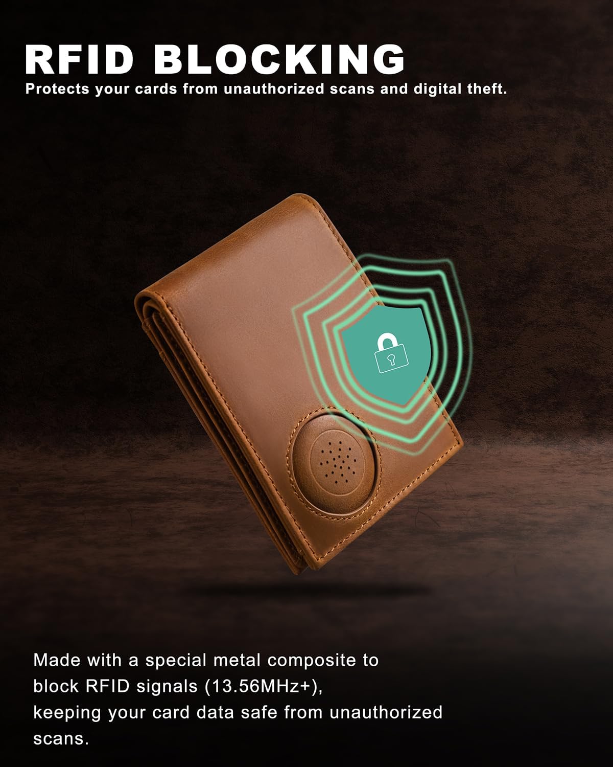 Men's Wallet with Airtag Holder, Full-Grain Leather Wallet for Apple Air Tag (1st & 2nd Generation), Airtag Wallet Men with 2 ID Windows, 13 Card Slots - Image 7