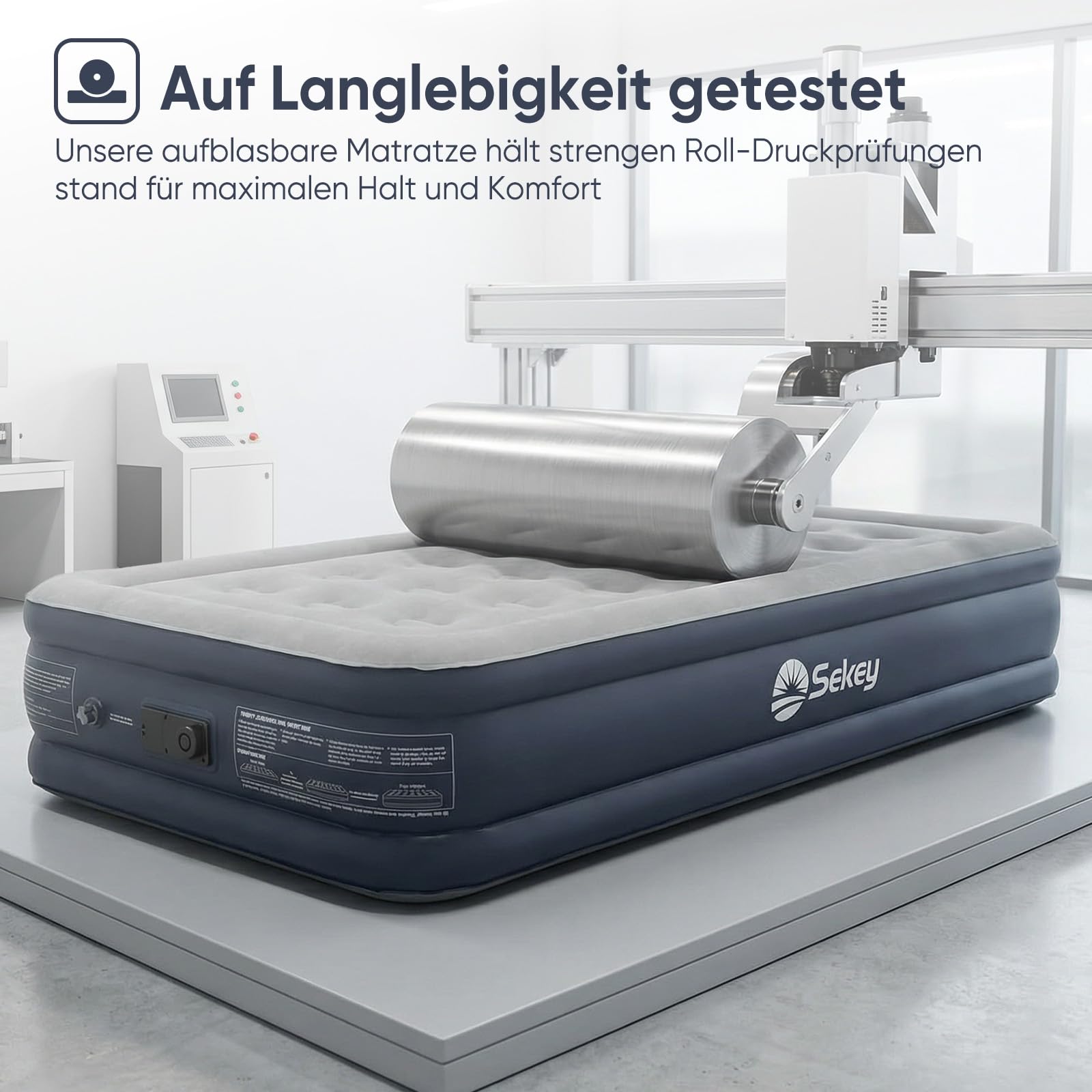 Sekey XXL Luftmatratze selbstaufblasend für 1 Person 203×102×40cm, extra hohes Luftbett Einzelbett mit integrierter Pumpe, angenehm weiche, beflockte Oberfläche, schnell aufblasbar und platzsparend