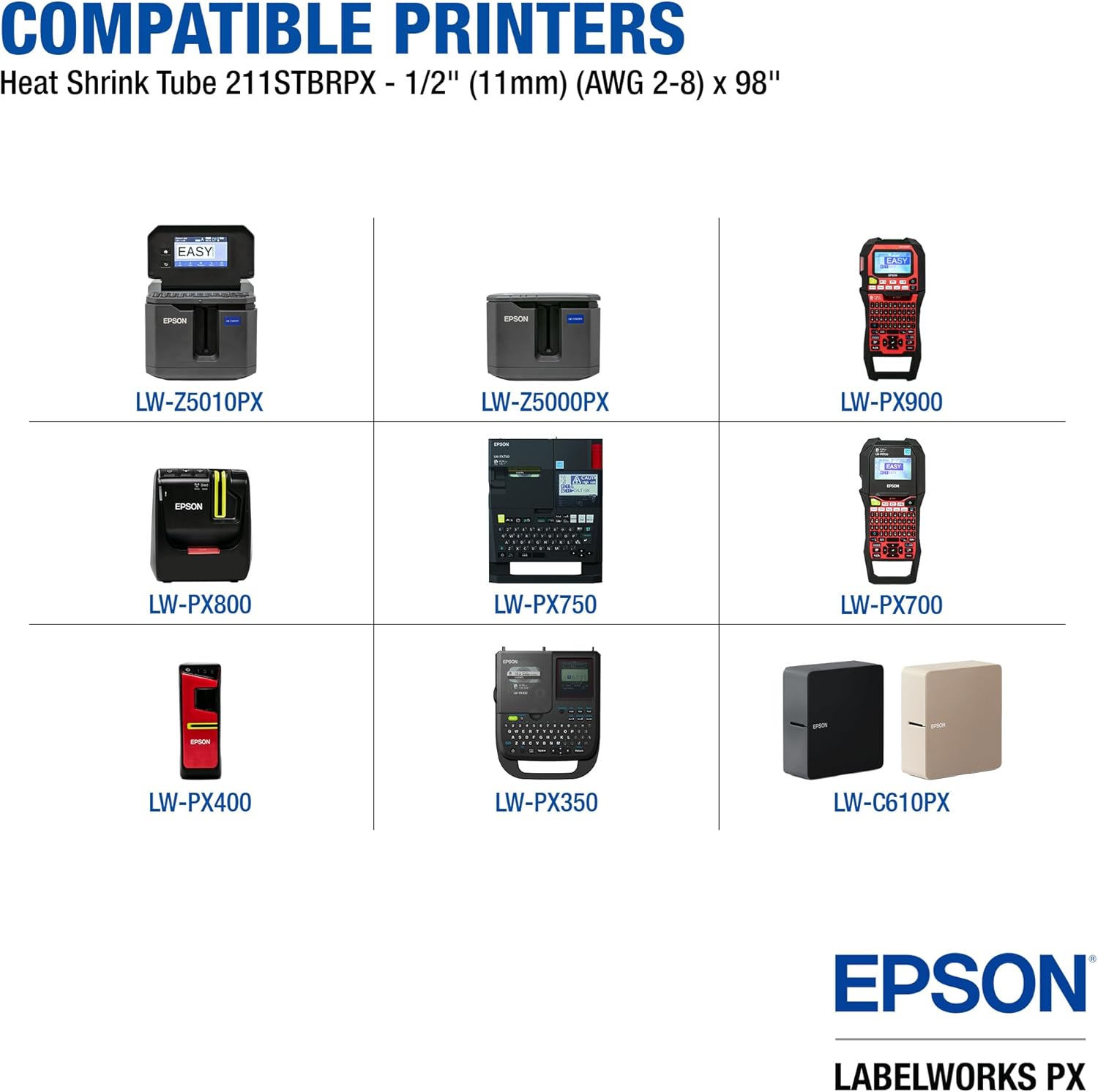 Epson LABELWORKS 211STBRPX Genuine Shrink Tube AWG 2-8 Black on Red Shrink Tube - 1/2" (11MM) Wide, 96" - Image 3