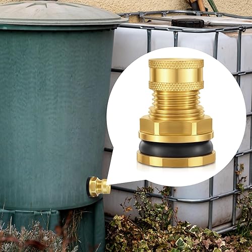 Miniatura 7 de Carvedexquisitely Montaje de mamparo de tanque de latón con enchufe, doble hembra de 12 pulgada NPT y macho de 34 pulgadas GHT (manguera de jardín