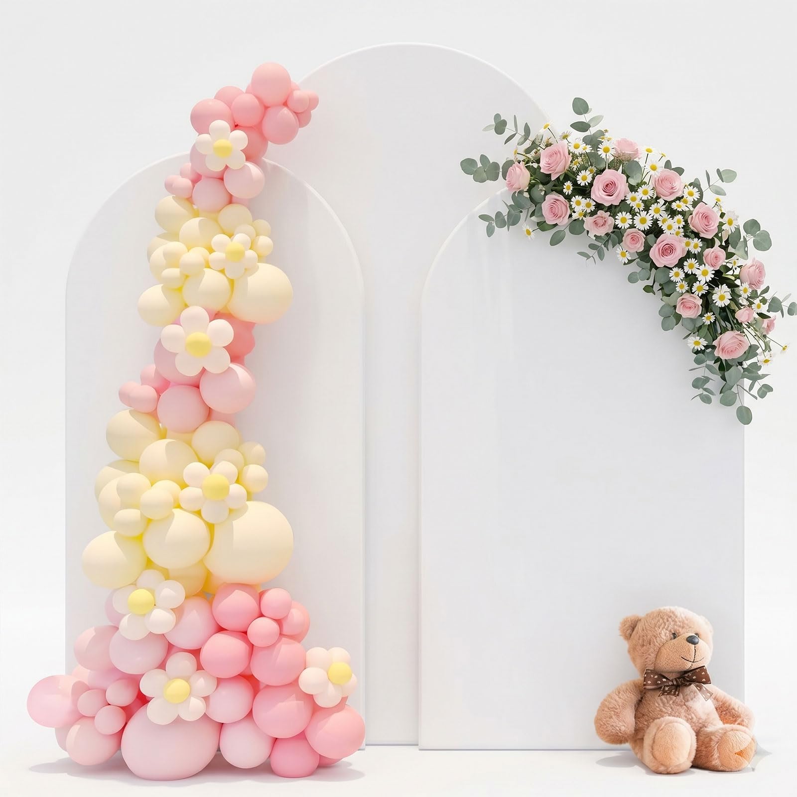 3 sztuki pokrowców na łuk weselny, łuk balonowy, biały łuk na wesele, ceremonie, urodziny, imprezę, baby shower, bankiet, dekoracja