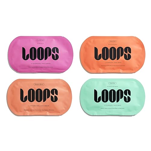 LOOPS The Essentials - Juego de mascarillas faciales de hidrogel, desintoxicante de pizarra limpia, doble brillo y restablecimiento semanal de