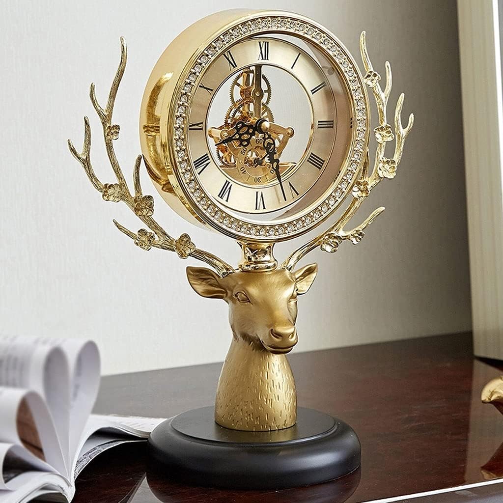 Desk Clock Clock European Alloy Desk Clock Desk Clock Desktop Table Clock Desktop Ornaments Suitable for Home Bedroom 11.41 Inches Seat Clock