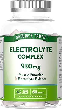 Electrolyte Tablets 930mg | Complex with Potassium, Chloride, Calcium, Magnesium and Sodium | Powder Alternative | 60 Tablets | Vegan | Nature's Truth