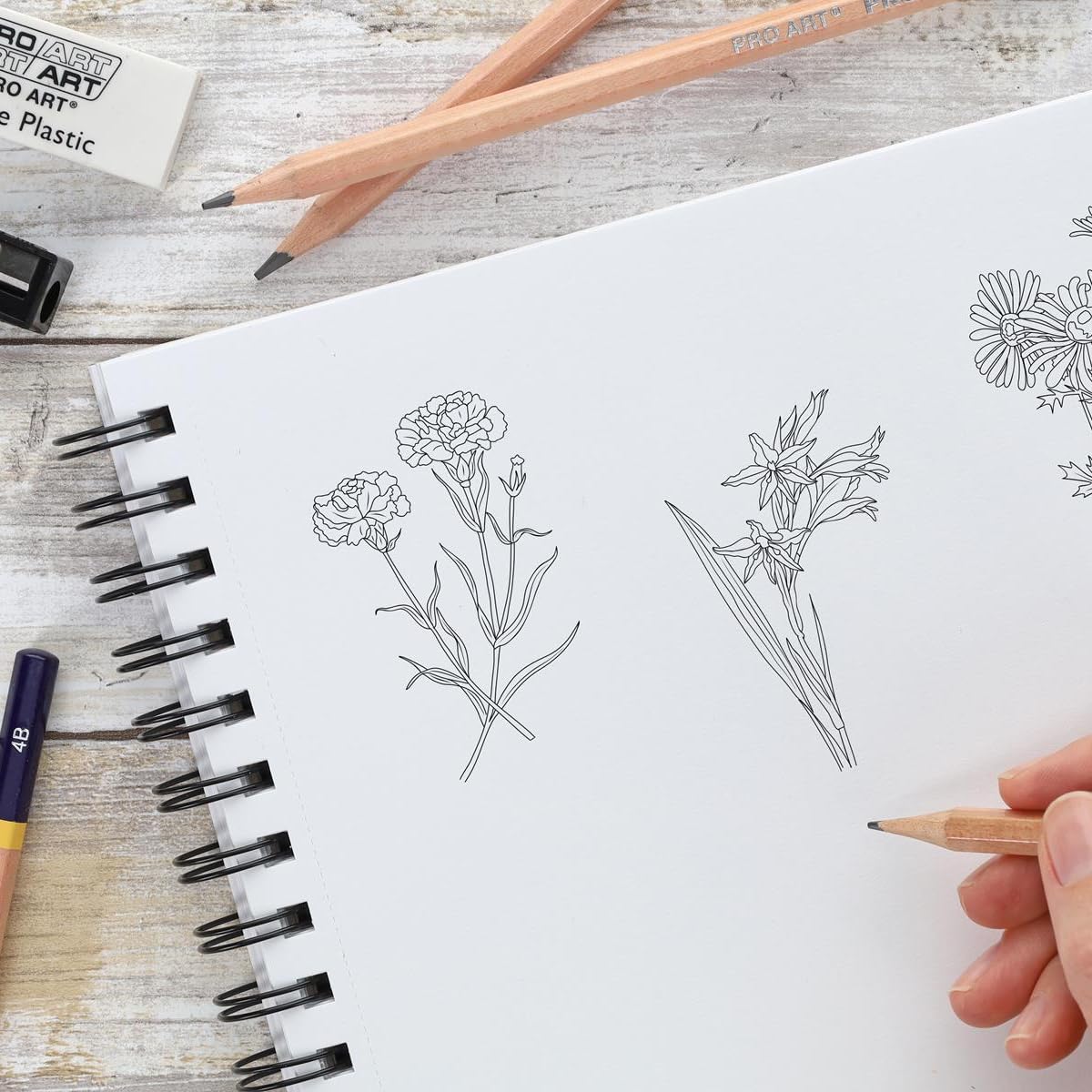Pro Art Prem Sketch Book – 7x7 Zoll, 80 Blatt, 70# Papier, Drahtbindung