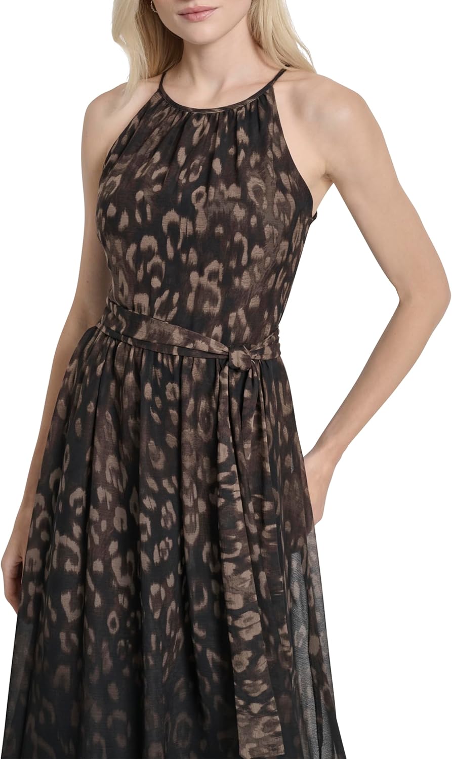 DKNY Womens Sleeveless Halter Midi Dress - Image 2