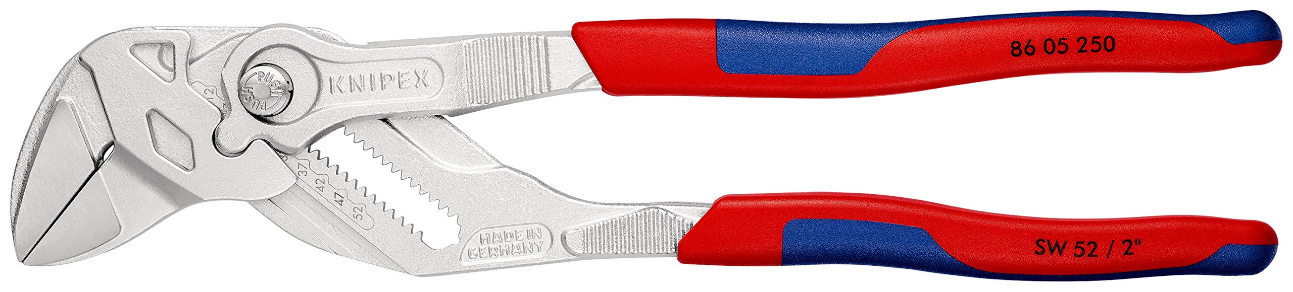 KNIPEX Zangenschlüssel (250 mm) 86 05 250 & 87 02 250 SB Cobra® Hightech-Wasserpumpenzange grau atramentiert mit schlanken Mehrkomponenten-Hüllen 250 mm (in SB-Verpackung)