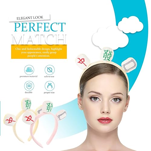 Miniatura 4 de KALLORY 6 piezas de personajes Mahjong lavado de Navidad aro lavado cara Cosplay maquillaje diadema spa mujeres diadema encantadora fiesta de té