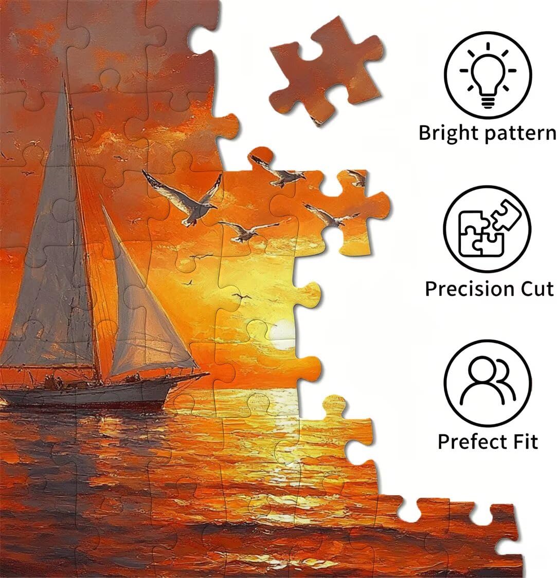 Puzzle 5000 elementów dla dorosłych, gry rodzinne, zachód słońca żaglówki