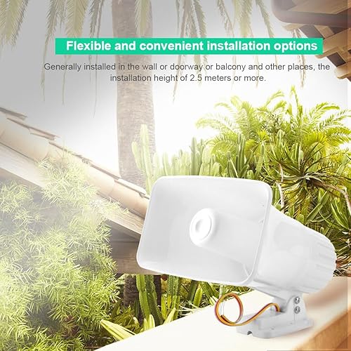Miniatura 6 de Electronic Alarm Siren Horn 150dB Indoor/Outdoor Security Siren DC 12V for Home Security System - White