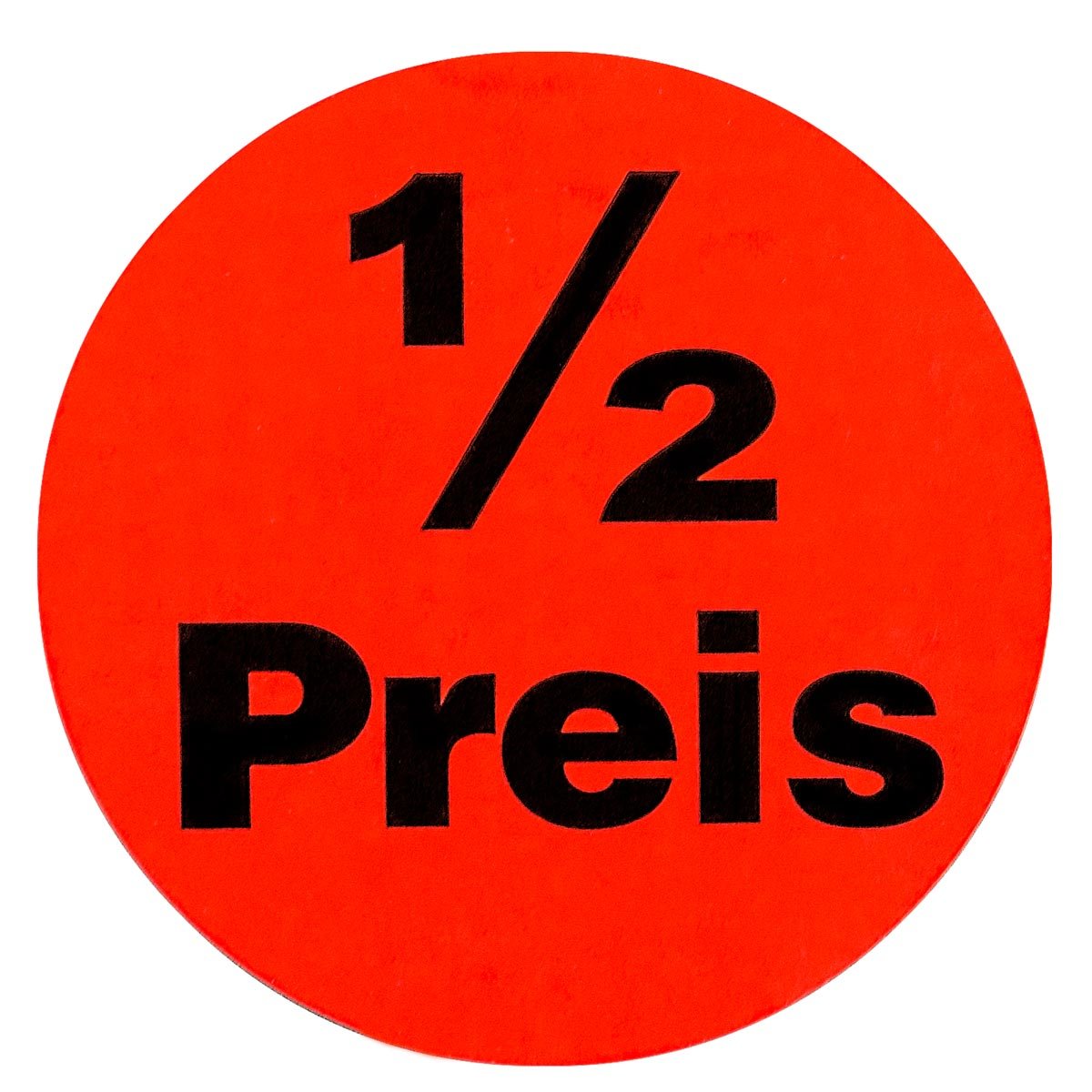 Aktionsetiketten "1/2 Preis" ø 32mm leucht-rot permanent 10.000 runde Aufkleber, Haftetiketten, runde Etiketten