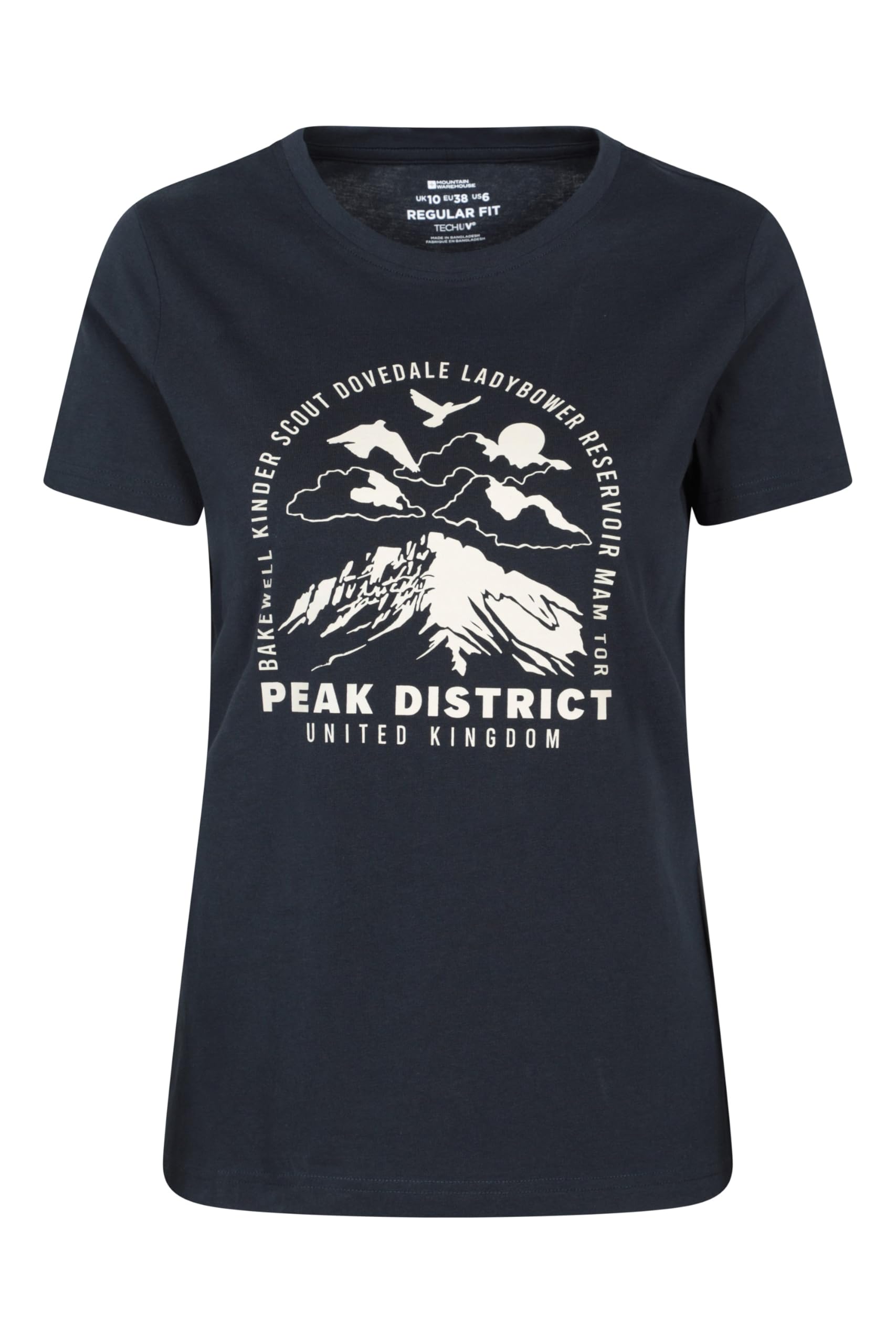 Mountain Warehouse Women's Indigo Peak District Printed T-Shirt - Lightweight, Summer Hikes & Outdoors Size 12