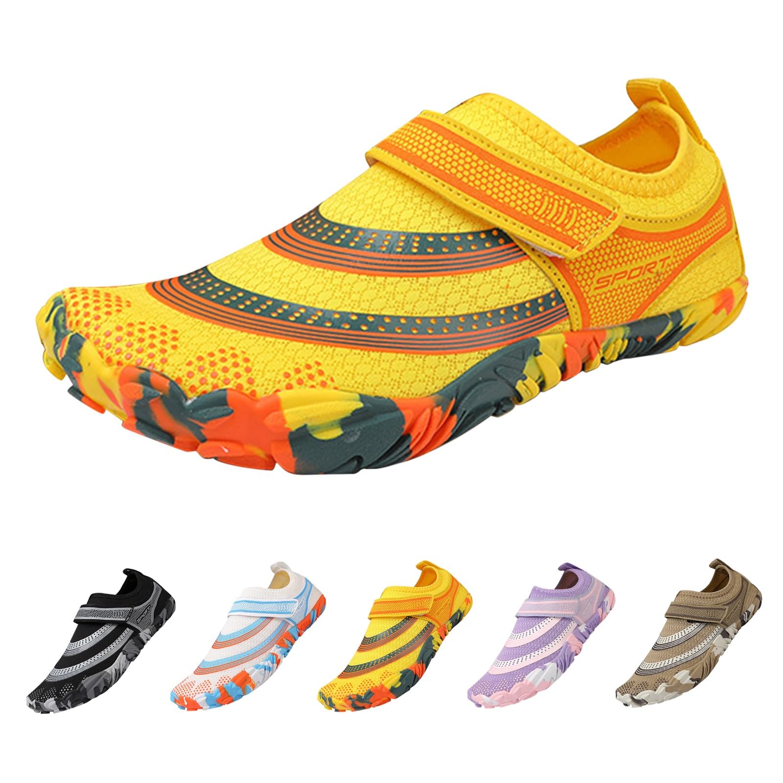 Zapatos de agua para hombre, estilo bohemio, de secado rápido, ligeros, con correa, para playa, piscina, surf y kayak, Amarillo, 40 2/3 EU