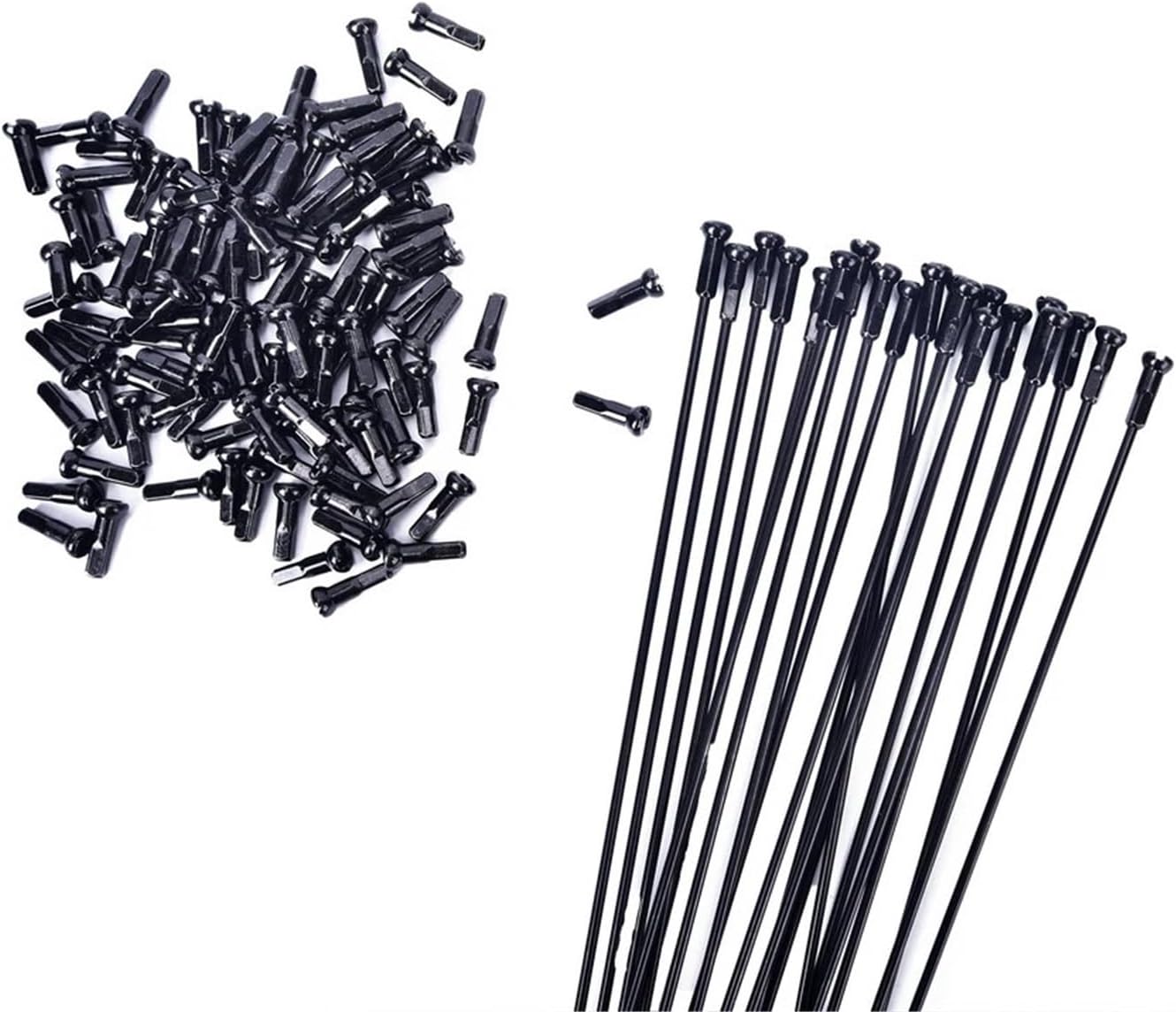 Compatible for 2.0mm J-Bend & Straight Pull Bicycle Spokes Black with Nipples for MTB Road Bike Replacement Parts(J-Bend 260MM 28PCS)