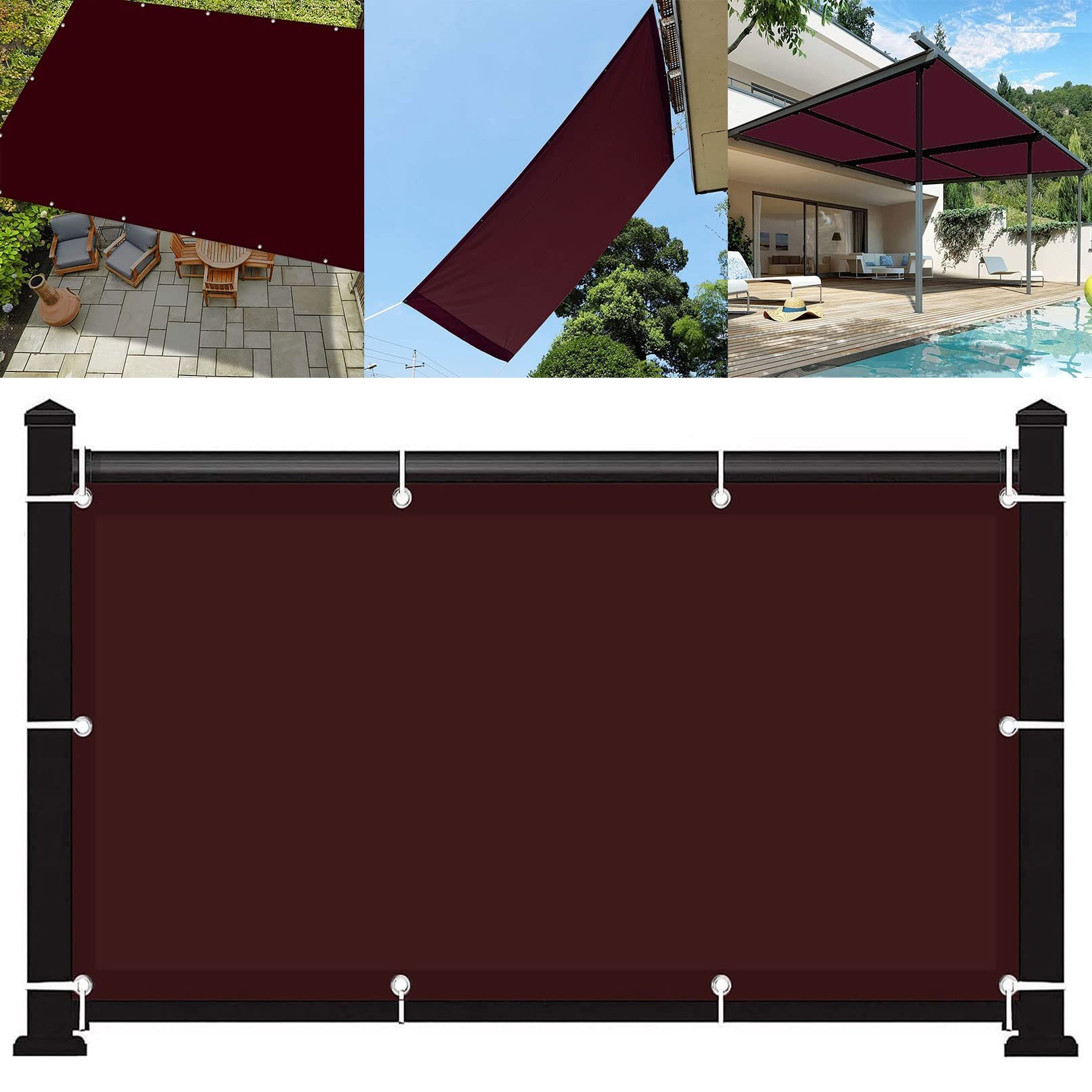 Tissu d'ombrage 5x9m vin rouge pour de beaux moments au jardin