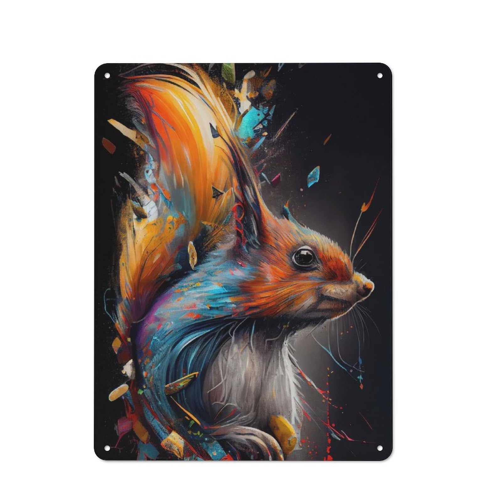 Bistro Style The Nimble Squirrel Decorative Metal Plaque 40x30cm, Bistro Wall Plaque for Tea Room, Shop Wall Or Breakfast Area