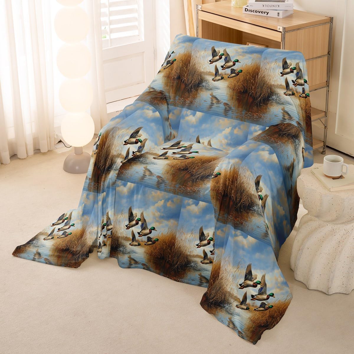 Erosebridal Cabin Mallard Duck Sofa Cover | Country Wild Ducks Couch Cover for Kids Adults Farmhouse Wild Animal Sofa Slipcover Lake Couch Protector,71" x 102"