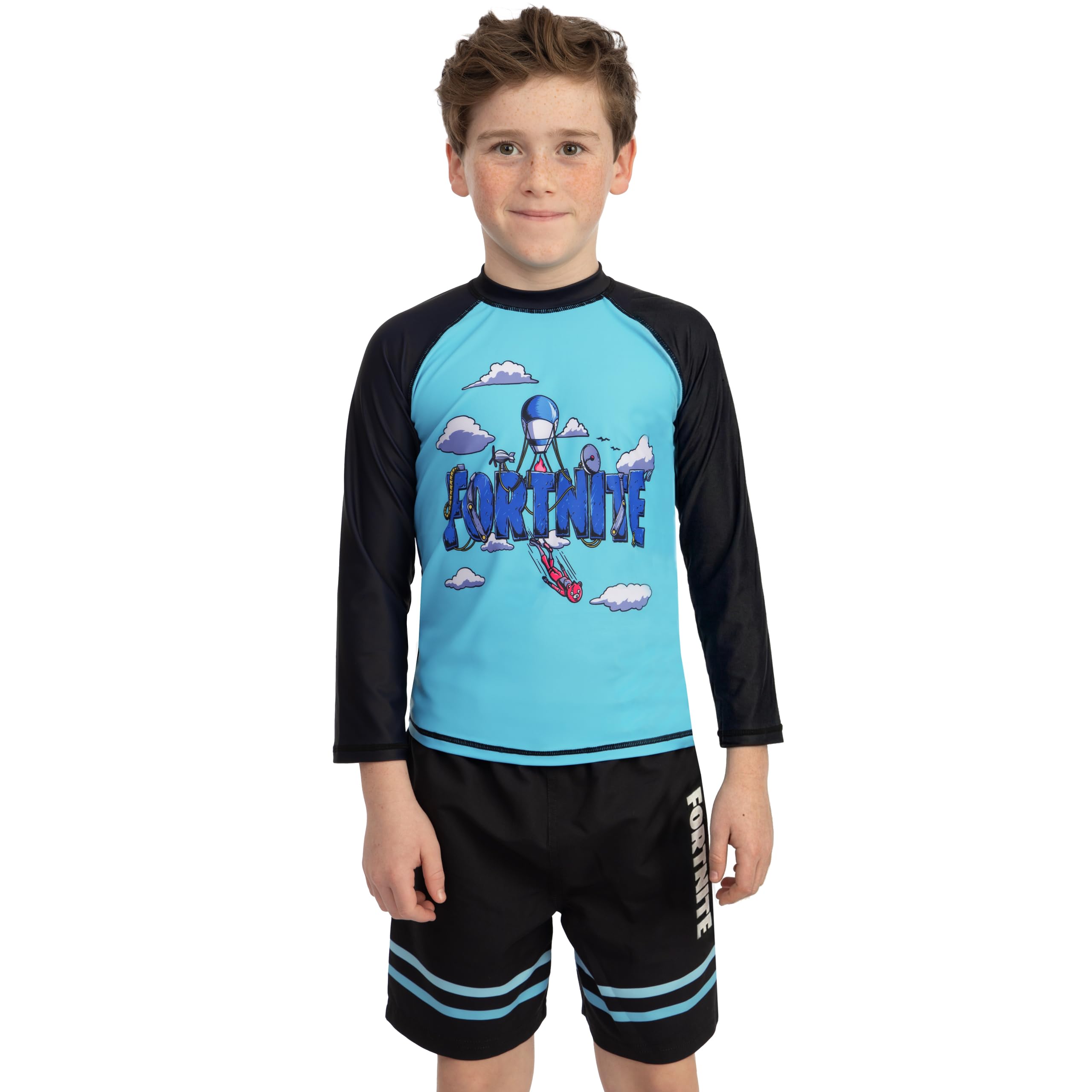 Fortnite Maillots de Bain garçons, Combinaison Natation Deux pièces, Maillot de Bain Enfant Garcon Manches Longues