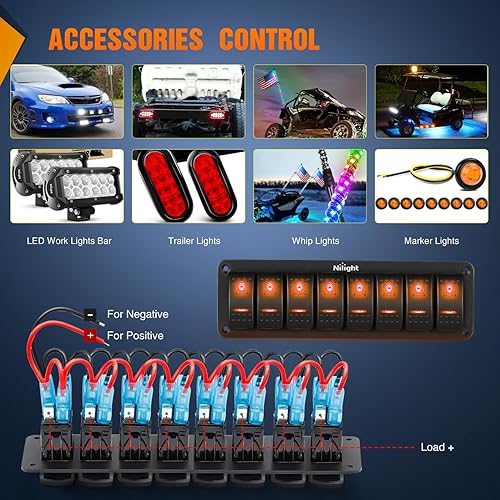 Vista 178 de Nilight Panel de interruptor basculante de 4 bandas, 5 pines de encendido y apagado, soporte de aluminio de 12 V, 24 V, interruptores Verde