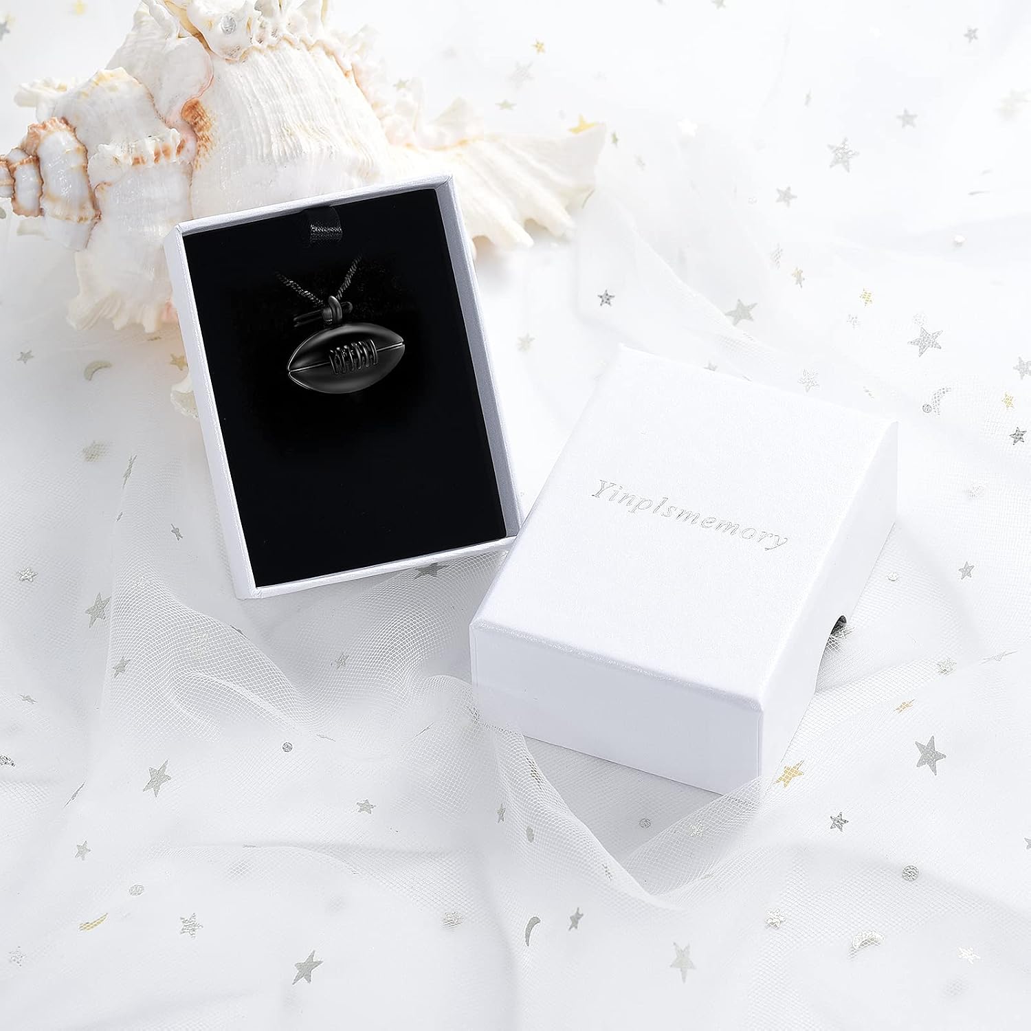 Yinplsmemory Cremation Jewelry Football Memorial Urn Necklace for Ashes Holder Stainless Steel Ashes Keepsake Urn Jewelry for Brother Boyfriend