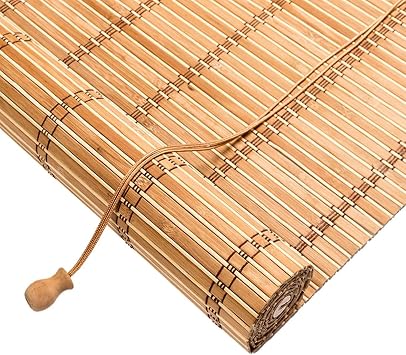 Bamboo Blinds for Windows, home Bamboo Shades, Indoor Roll Up Windows Shades, Kitchen Patio sun shade, bamboo roller blinds, Cordless Custom SizeColorBlack