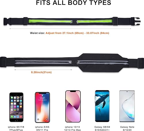 Miniatura 3 de Riñoneras para correr para mujeres y hombres, Estilo estrecho negro, Cinturón deportivo