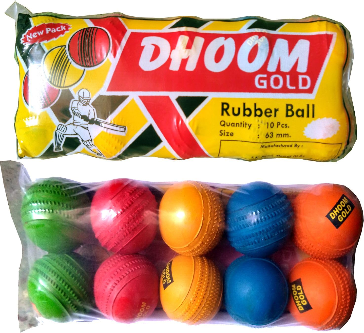 Jumper Rubber Ball Cricket (Multicolor) - Pack of 10 Cricket Rubber Ball (Standard, Pack of 10, Multicolor)-picture-19
