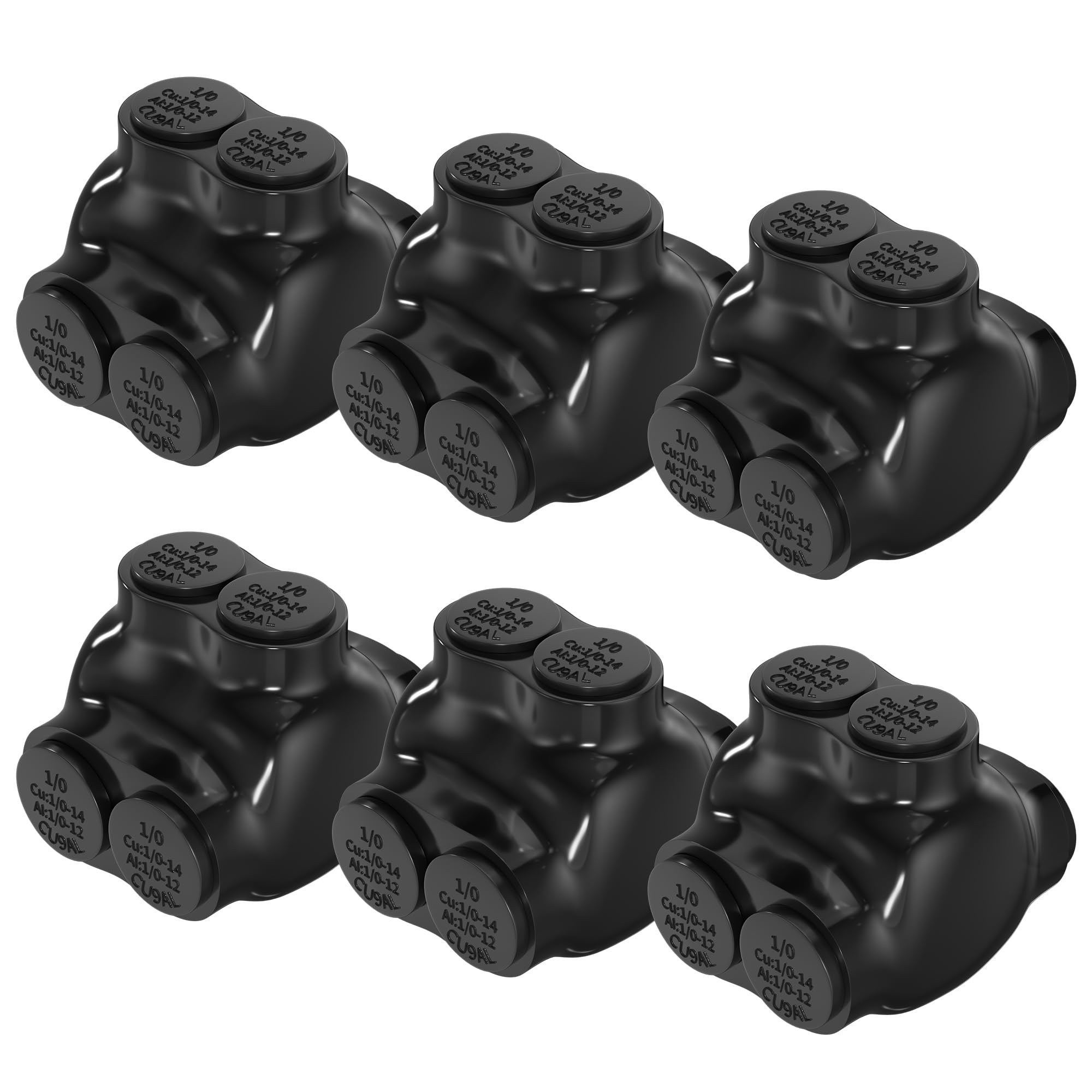 RVBOATPAT Lot de 6 connecteurs multi-robinets isolés à 2 ports 1/0-14 AWG, connecteur d'alimentation électrique à double entrée 3/16" Allen hexagonal en aluminium