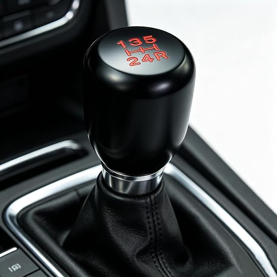 Lunsom 5 Speed Shifter Knob, Aluminium Alloy Gear Shifter Stick Handle Manual Shifting Lever Head Fit Most Auto Manual Transmissions (Black)