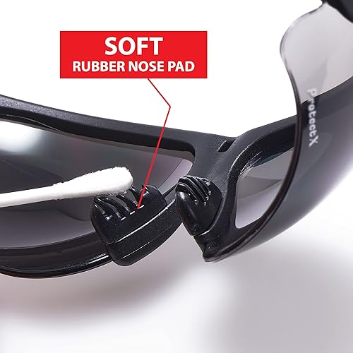 Miniatura 5 de ProtectX Anteojos de seguridad clásicos, lentes antivaho resistentes a los arañazos, gafas protectoras para el trabajo, interiorexterior, ANSI Z87.1